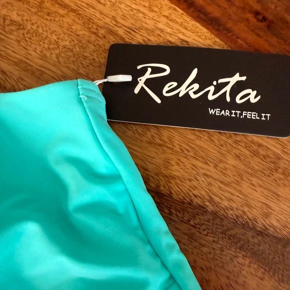 NWT Rekita Teal Blue Mermaid Scale Tankini Swimsuit Dress Plus Size XXL - Picture 2 of 6